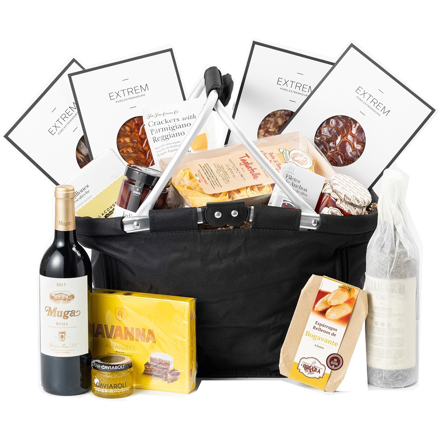 cesta-gourmet-ibéricos-vinos